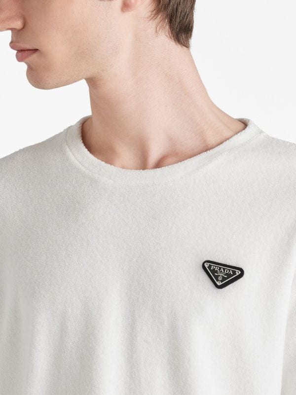 Prada triangle-logo Terry T-shirt - Farfetch