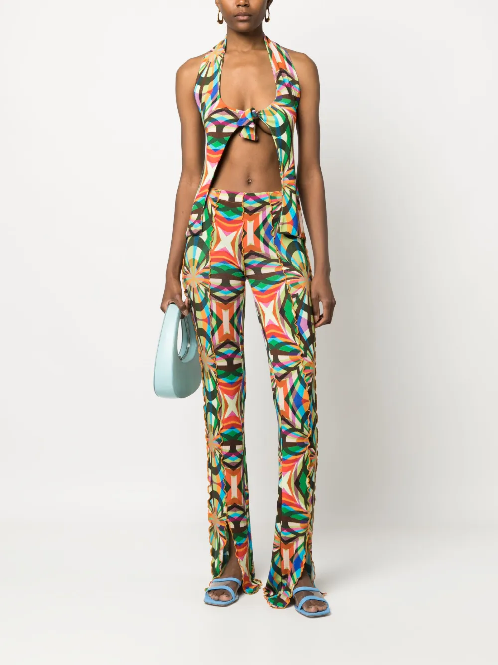 SIEDRES Broek met abstract patroon - Groen