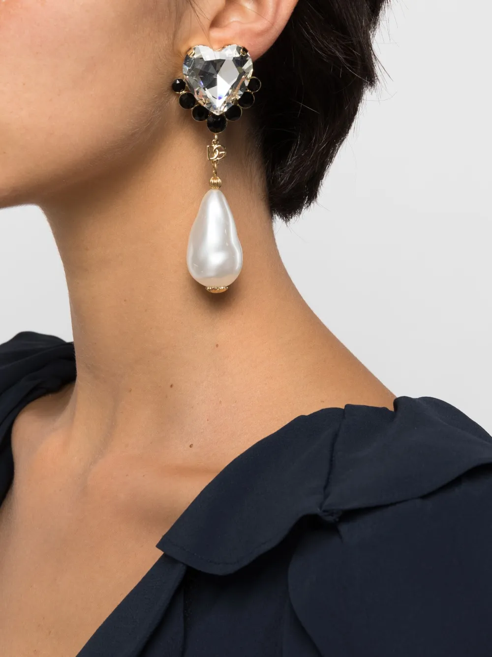 Dolce & Gabbana Pre-Owned Oorclips verfraaid met kristallen - Beige