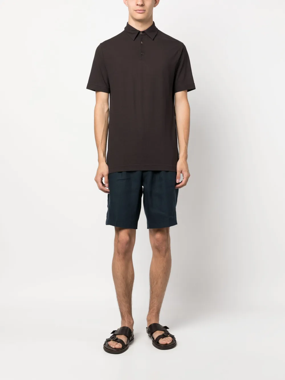 Briglia 1949 button-up linen shorts - Blauw