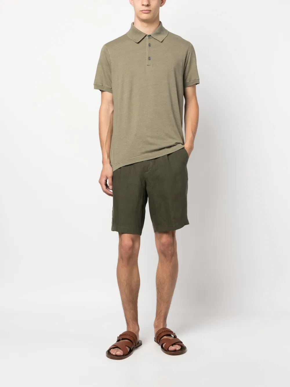 Briglia 1949 button-up linen shorts - Groen