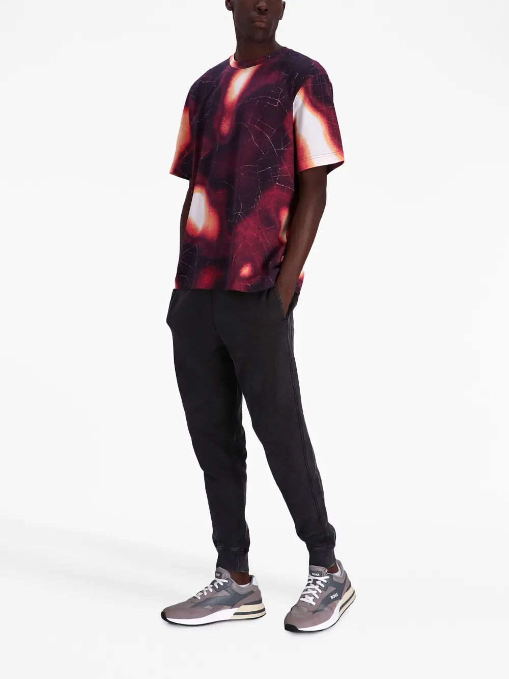 BOSS T-shirt met logoprint - Paars