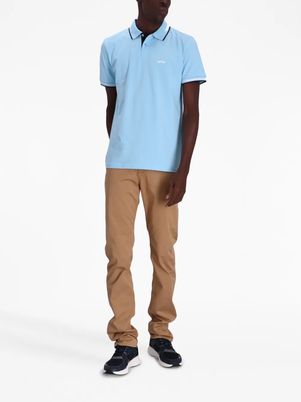 BOSS Poloshirt met geborduurd logo - Blauw