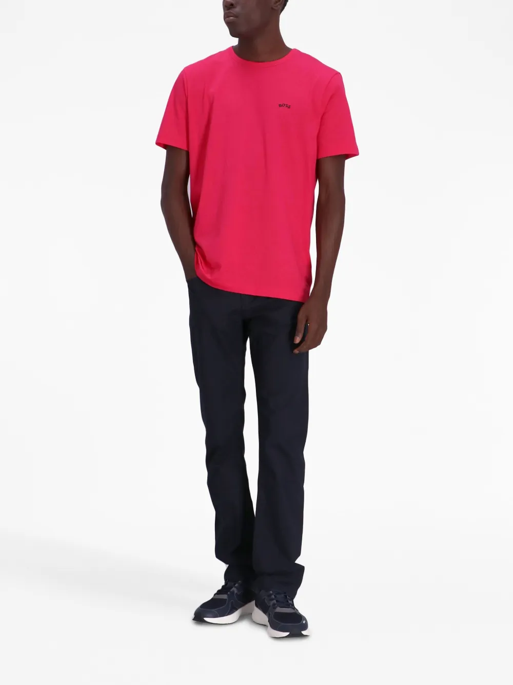 BOSS T-shirt met geborduurd logo - Roze
