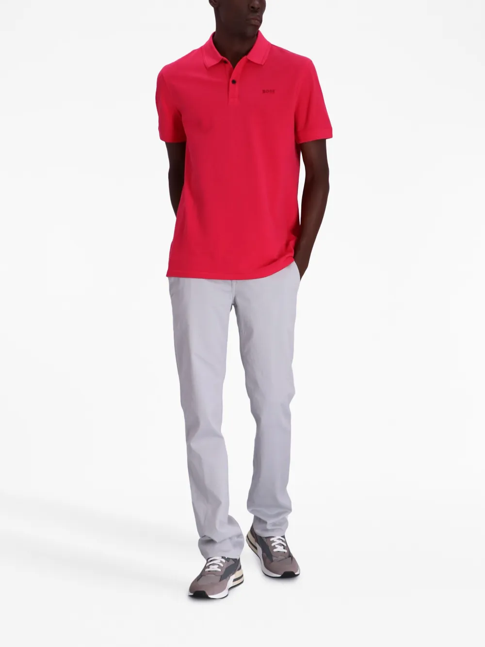 BOSS Poloshirt met geborduurd logo - Roze