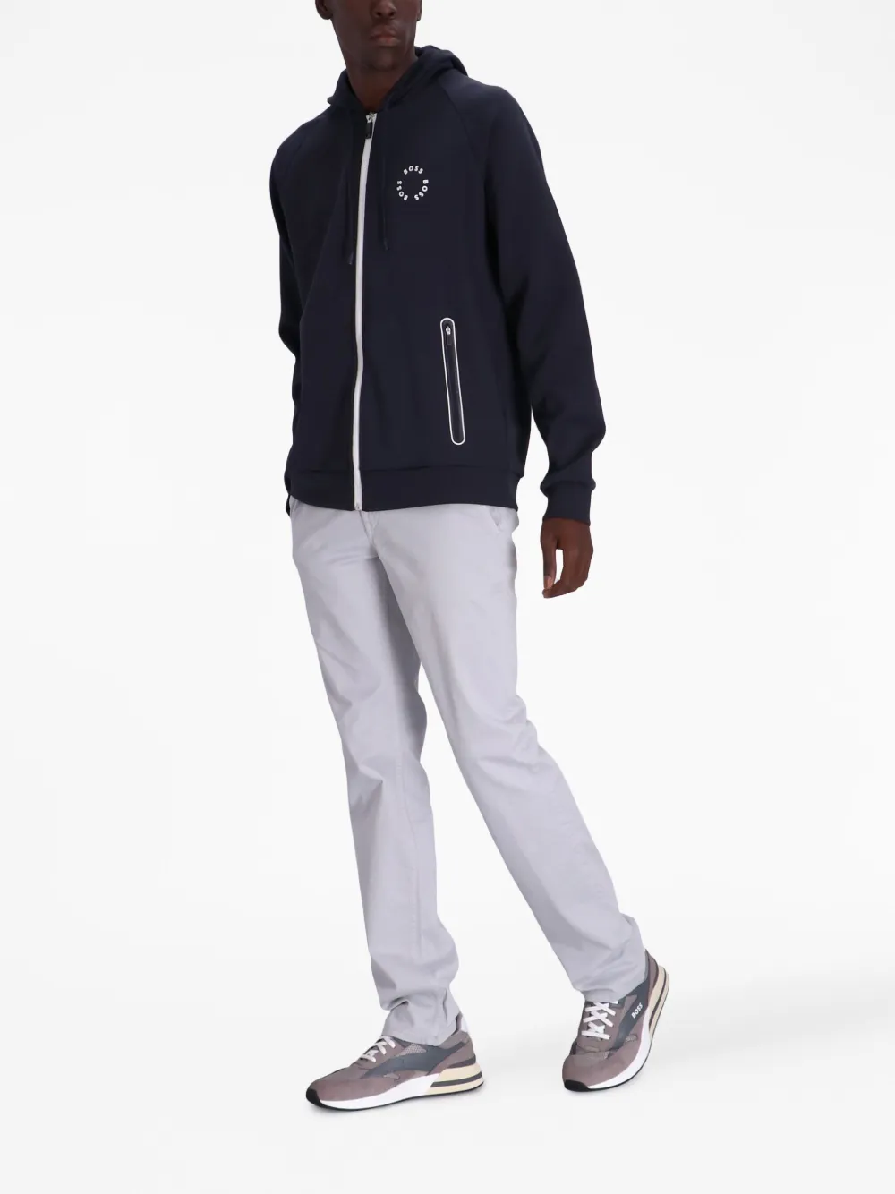 BOSS Hoodie met logoprint - Blauw