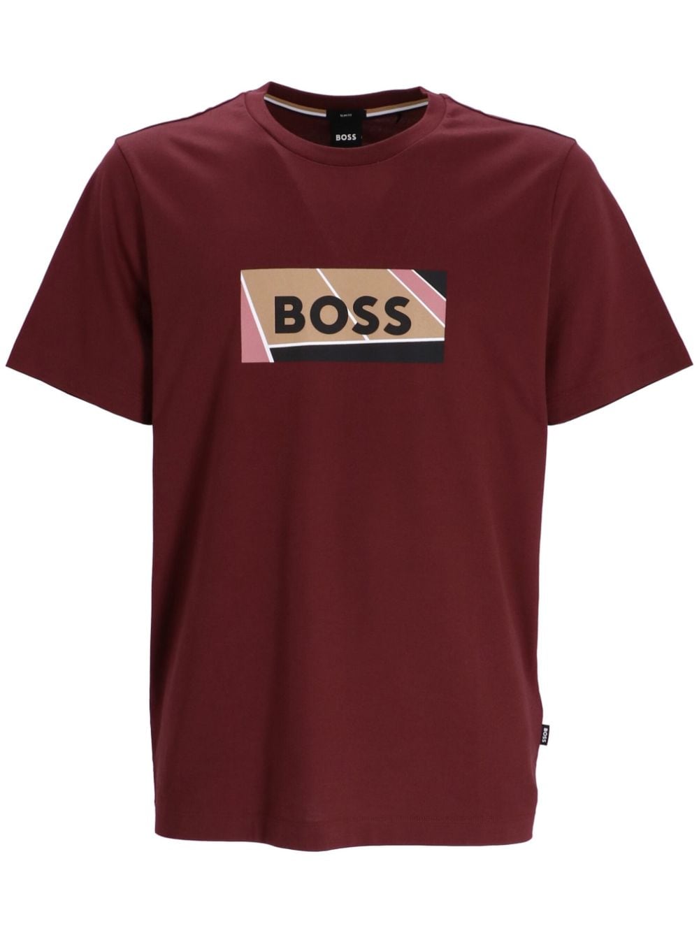 Hugo Boss Logo-print Cotton T-shirt In Brown