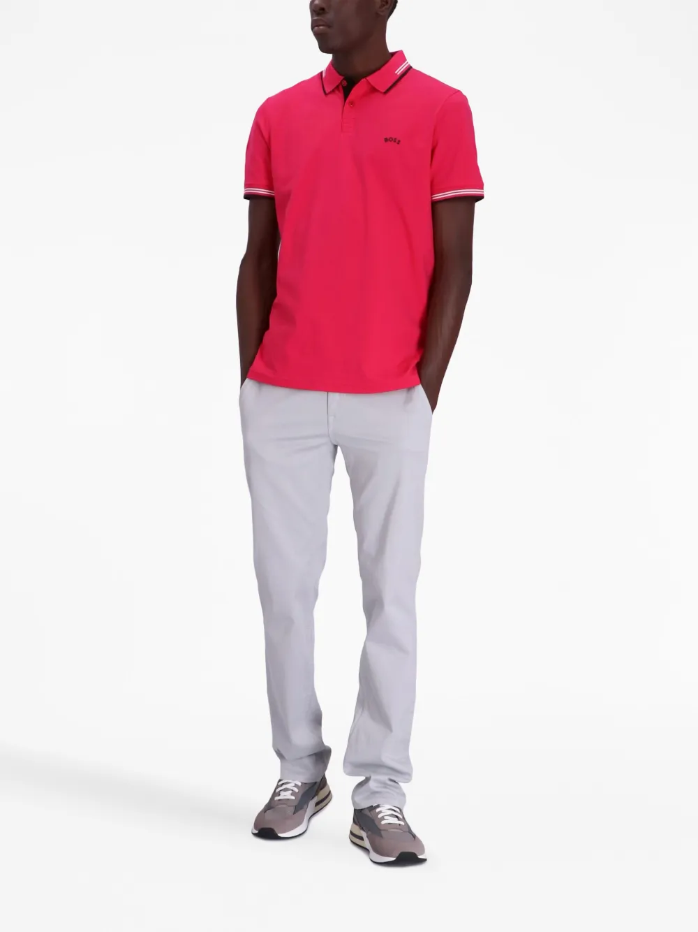 BOSS Poloshirt met geborduurd logo - Roze