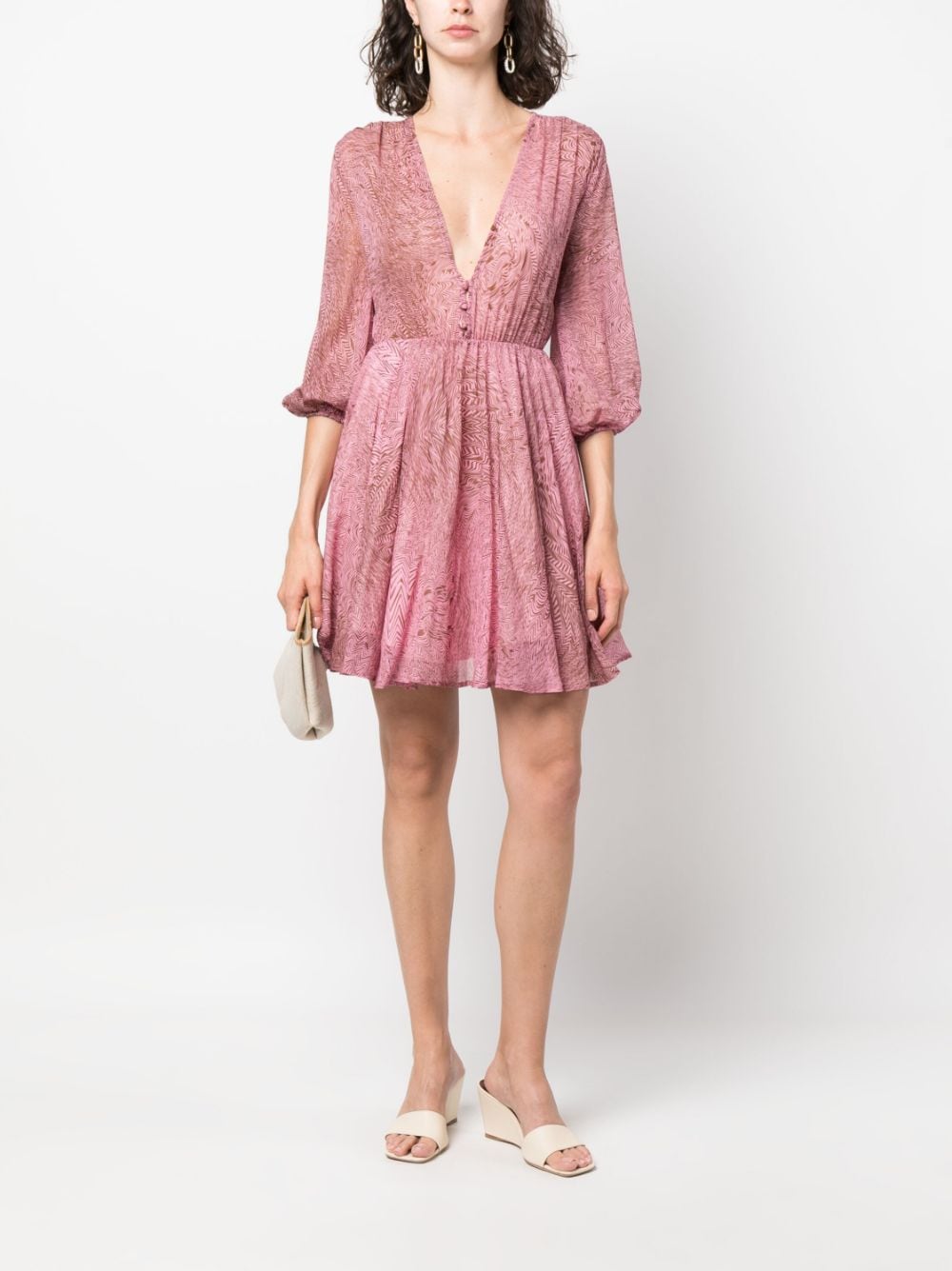 Shop Federica Tosi Abstract-print Silk Dress In Pink