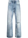 Palm Angels paint-splatter straight jeans - Blue