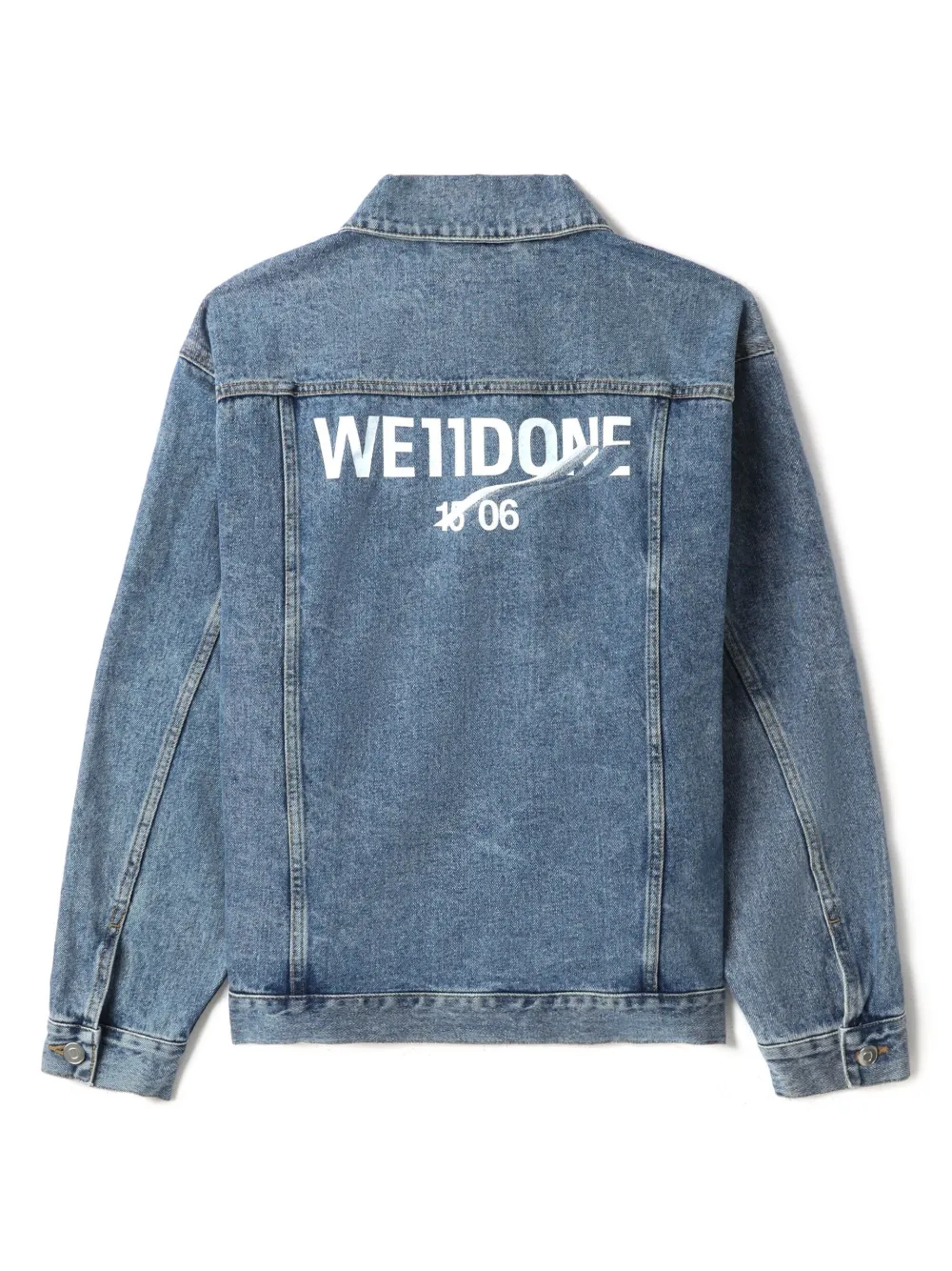 We11done logo print Denim Jacket Blue FARFETCH SG