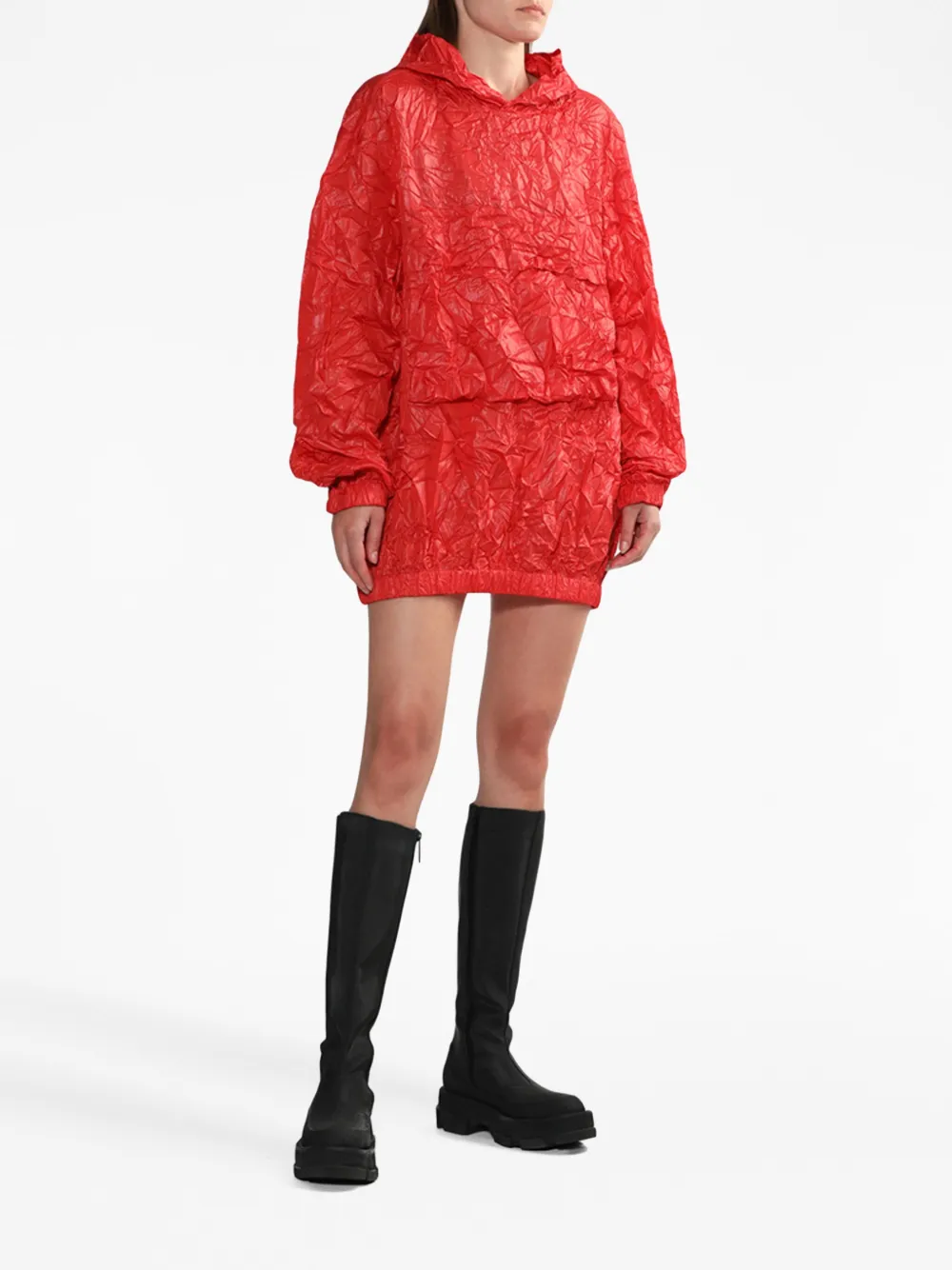 We11done hooded crinkled dress - Rood