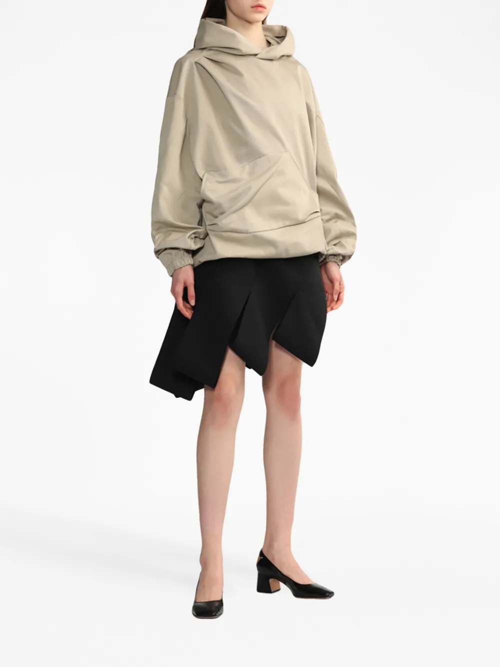 We11done Top met vlakken - Beige