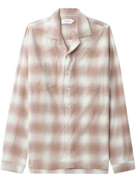 RHUDE logo-embroidered check-print shirt 