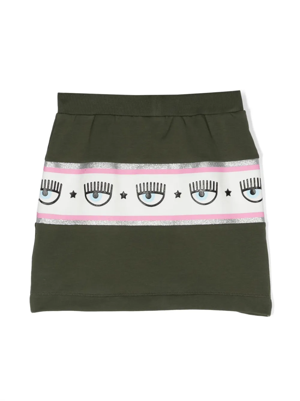 Shop Chiara Ferragni Eyelike Logo-tape Skirt In Green