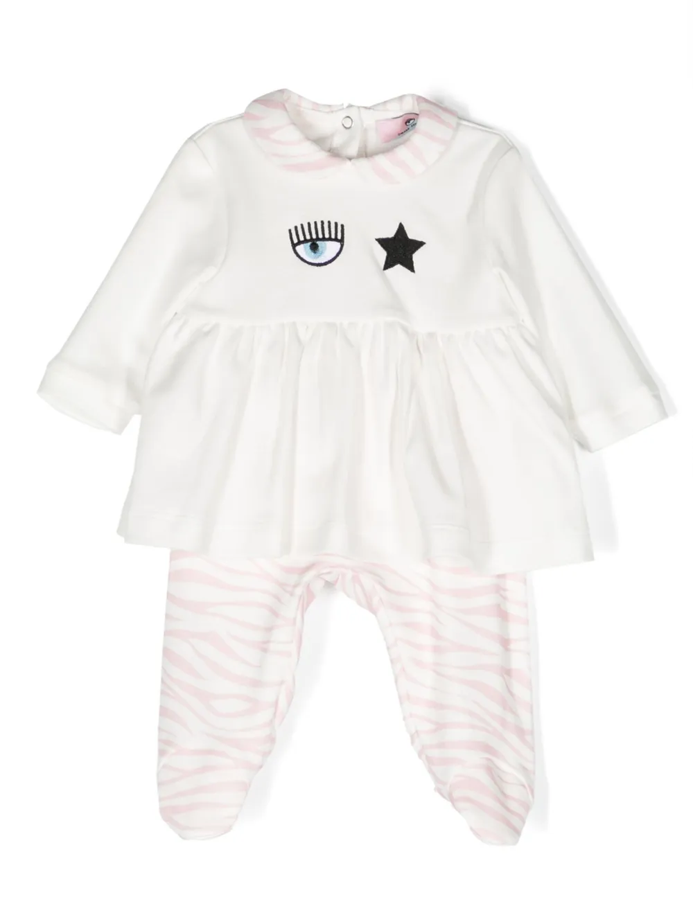 Chiara Ferragni Kids zebra-print cotton pajama set - White