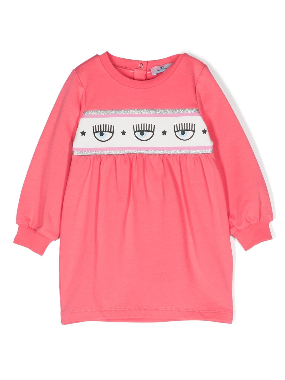 Chiara Ferragni Babies' Eyelike 图案长袖连衣裙 In Pink