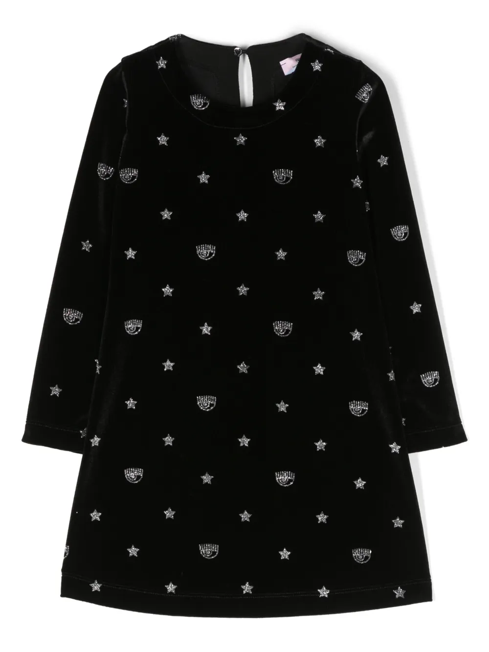 Shop Chiara Ferragni Logo-print Long-sleeve Dress In Black