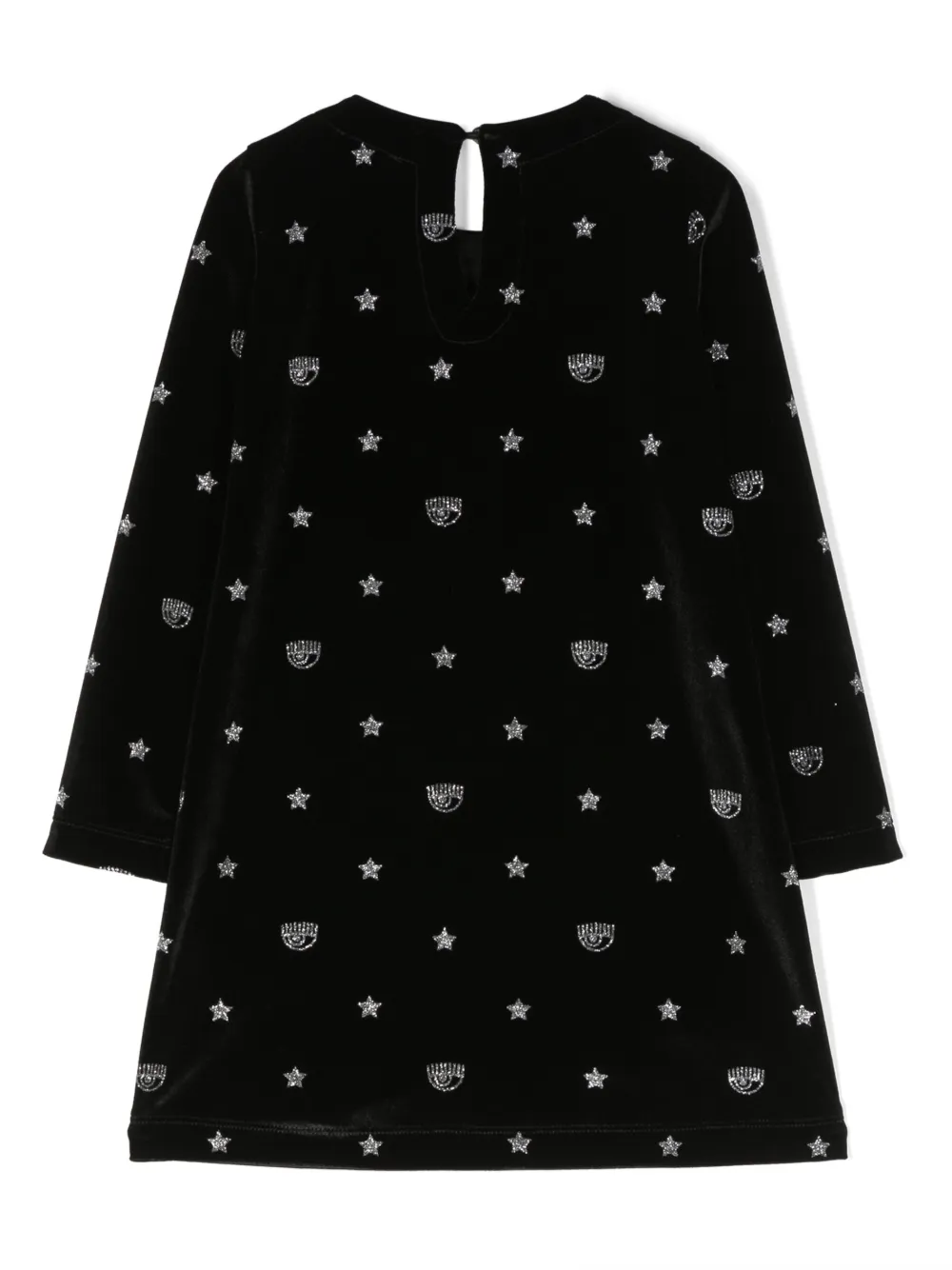 Shop Chiara Ferragni Logo-print Long-sleeve Dress In Black