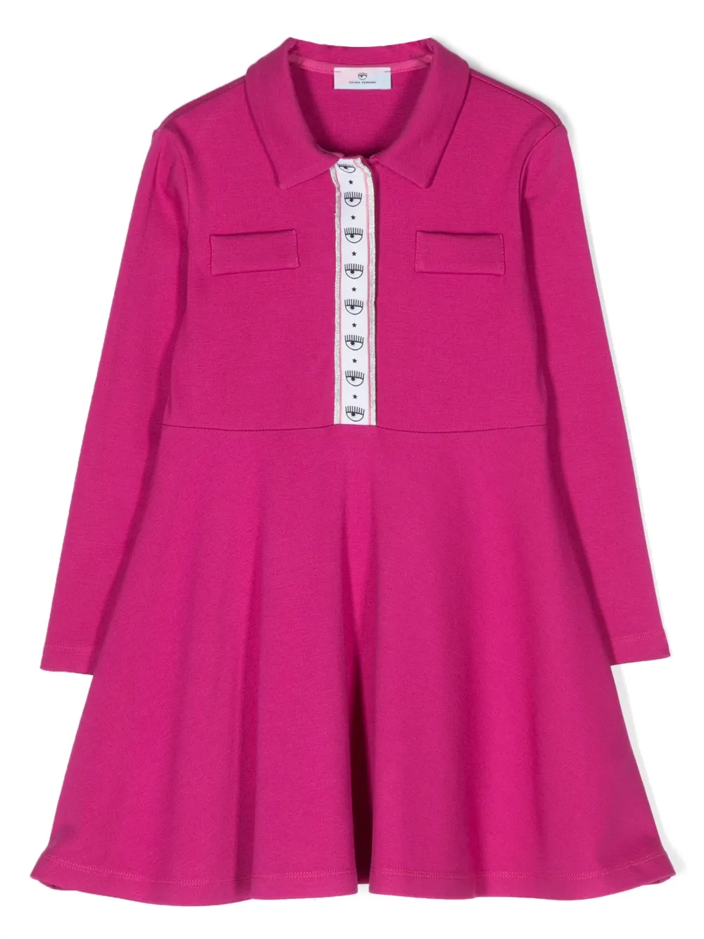 Chiara Ferragni Kids logo-trim long-sleeve dress | Purple | Image 1
