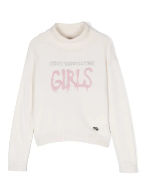 Chiara Ferragni Kids slogan-print roll-neck jumper