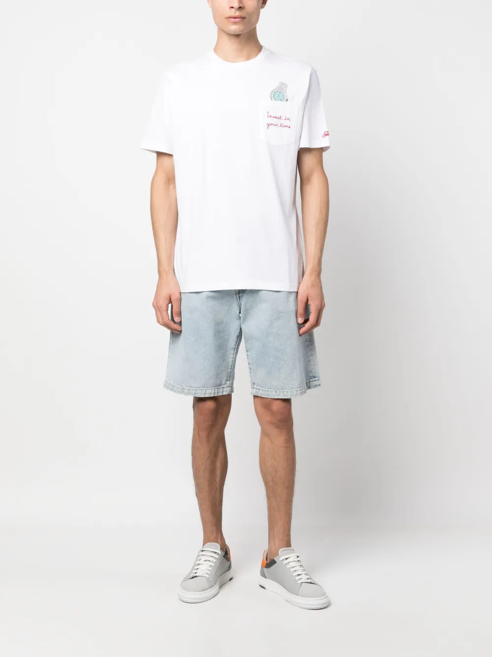 MC2 Saint Barth slogan-embroidered cotton T-shirt - Wit