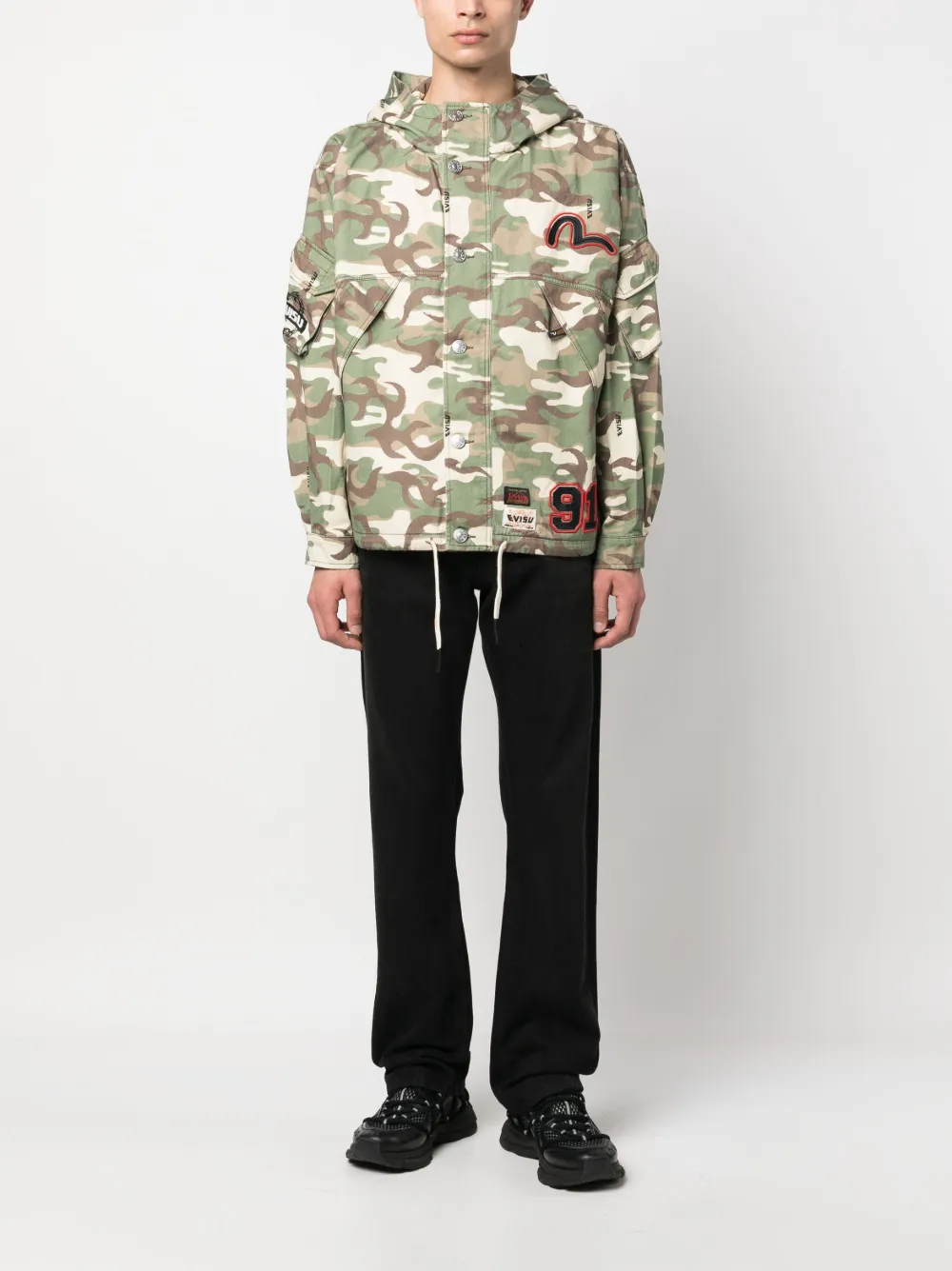 EVISU camouflage-print hooded jacket - Groen