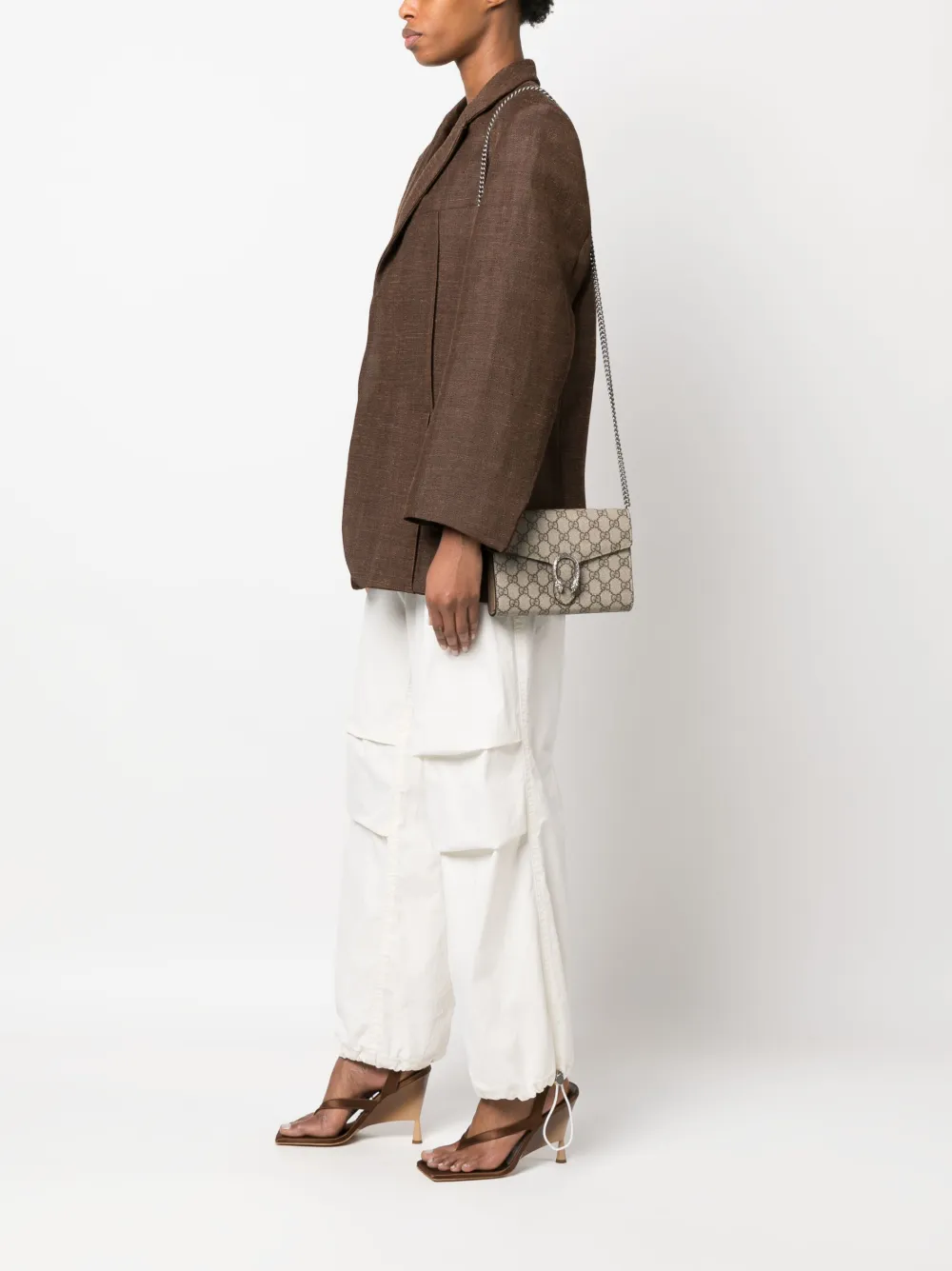 Gucci Pre-Owned Dionysus GG Supreme handtas met kettinghengsel - Beige