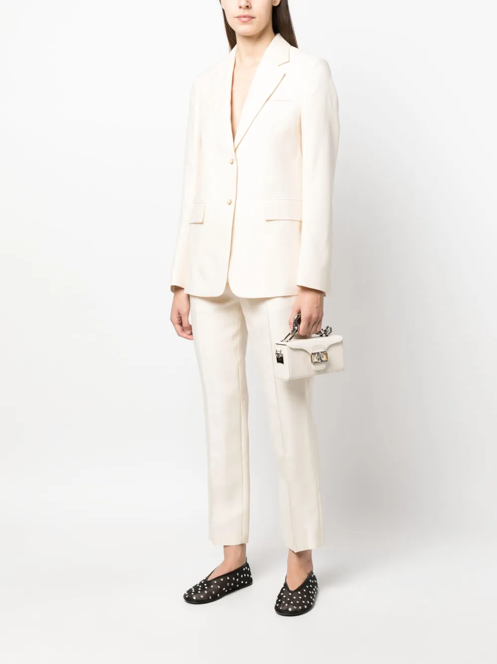 Lanvin single-breasted virgin-wool-silk blazer - Beige