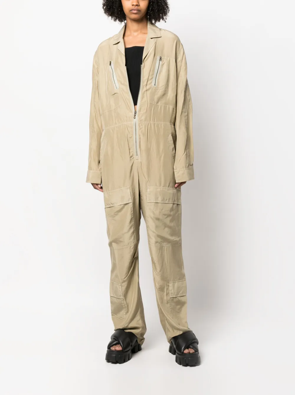 rag & bone belted-waist jumpsuit - Groen