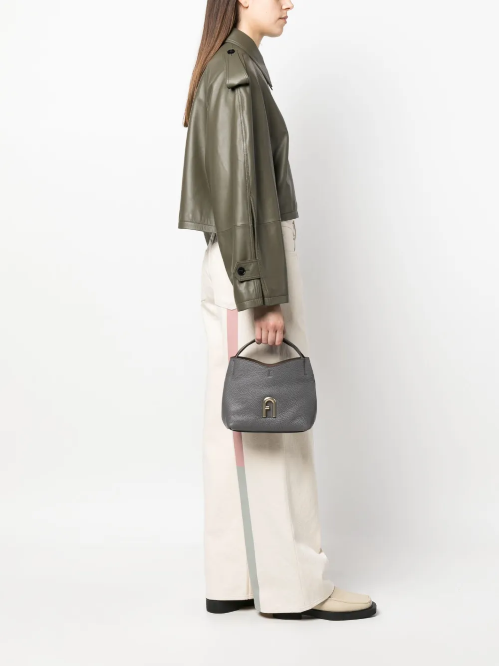 Furla Primula leather tote bag - Grijs