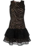 Michael Michael Kors perforated ruffled sleeveless dress - Black