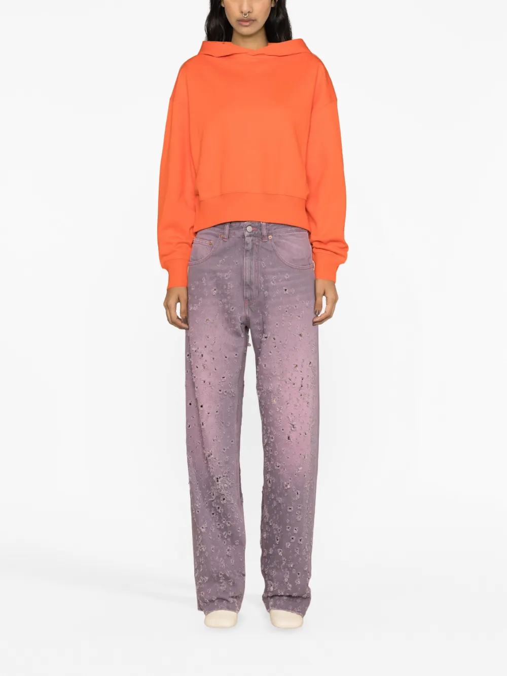 MM6 Maison Margiela Jeans met gerafeld effect - Paars