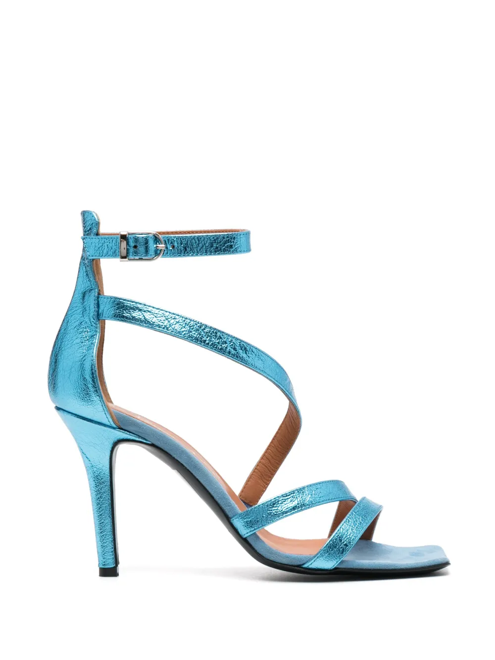 Via Roma 15 100mm Open-toe Leather Sandals In Blue