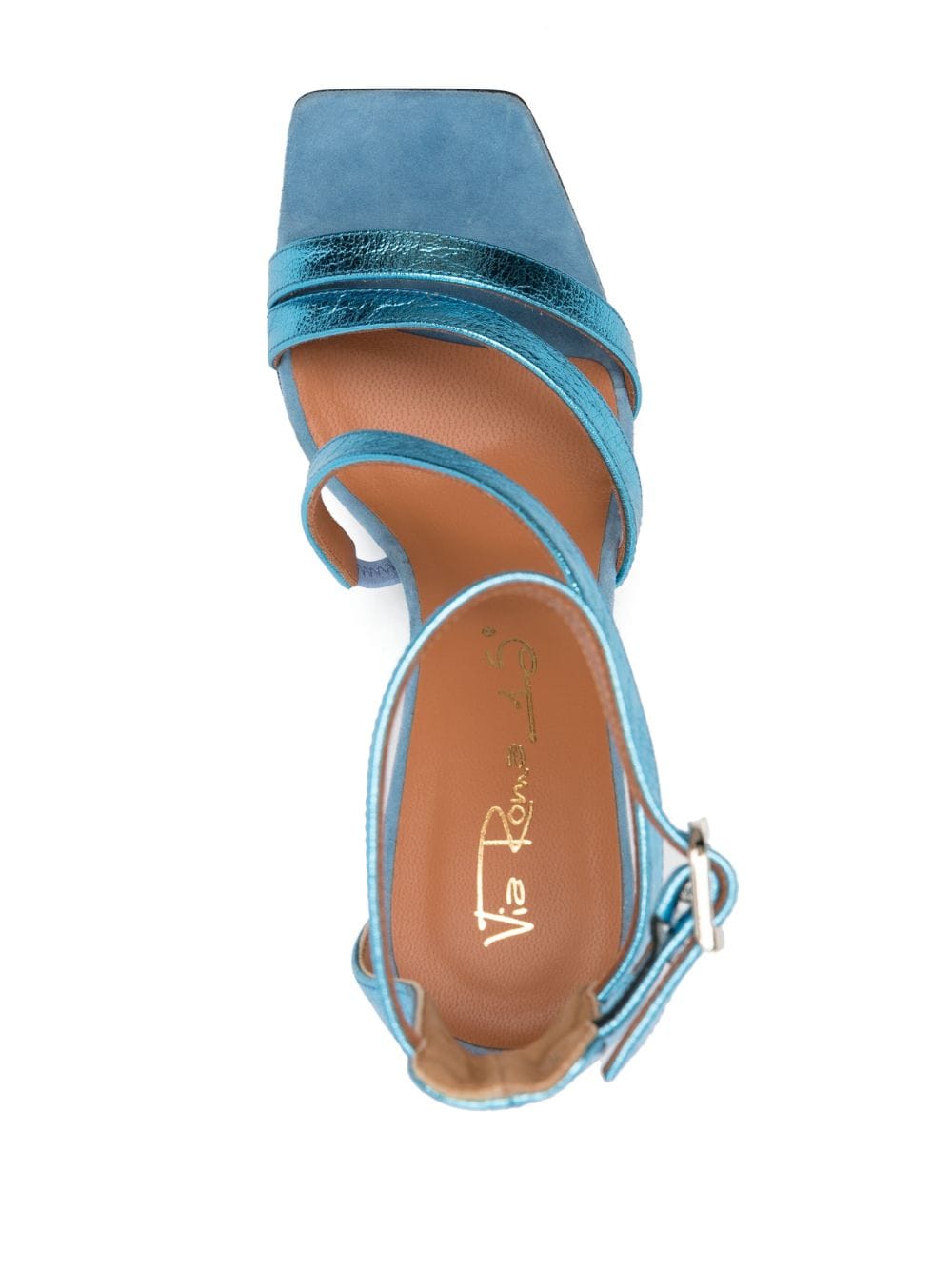 Shop Via Roma 15 100mm Open-toe Leather Sandals In Blue