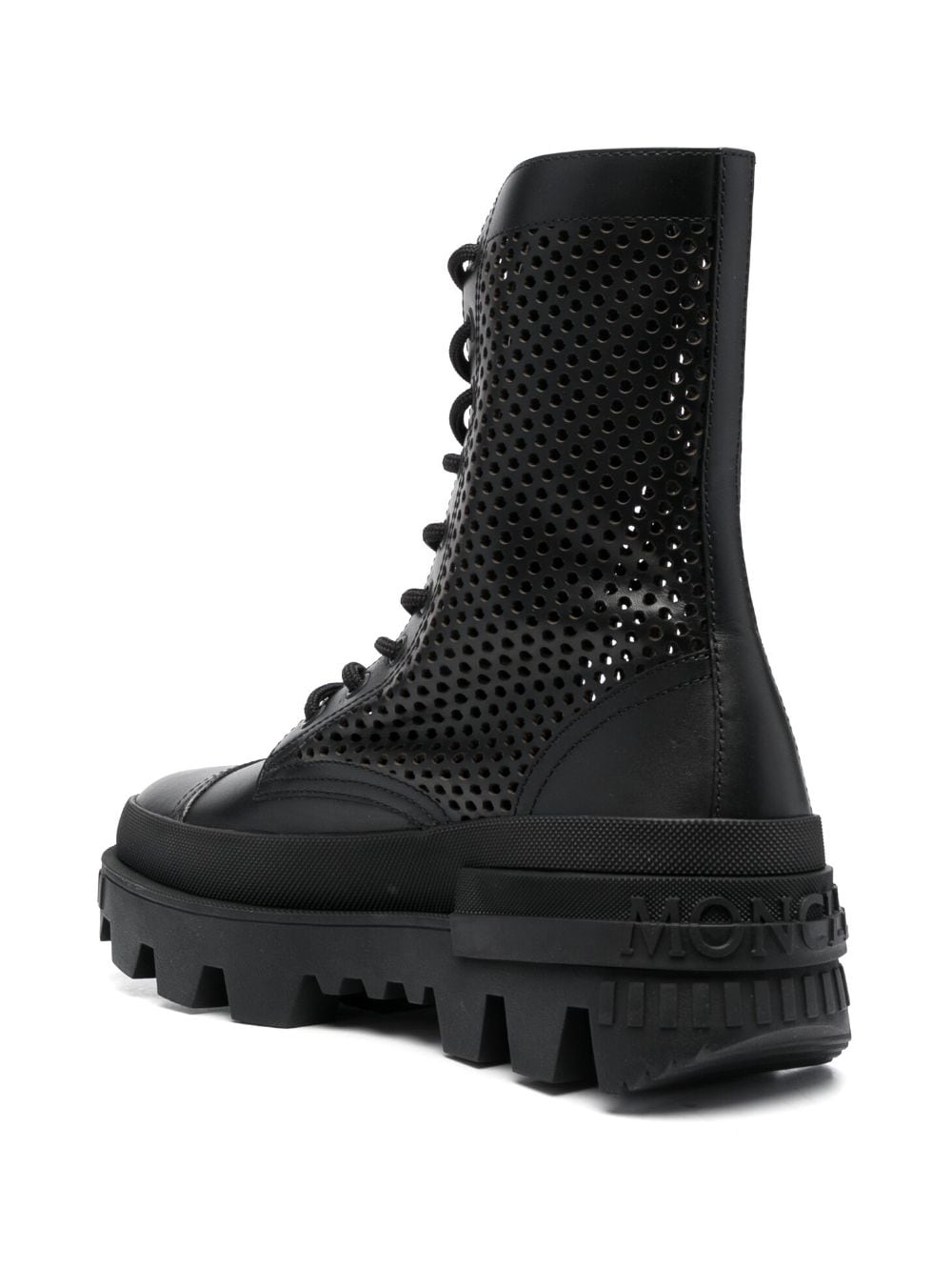 Shop Moncler Carinne Perforated Ankle Boots In Black