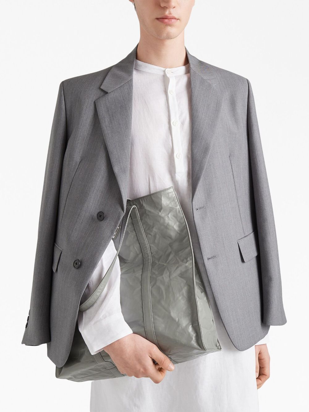 Shop Prada Single-breasted Mohair-wool Blazer In Grey
