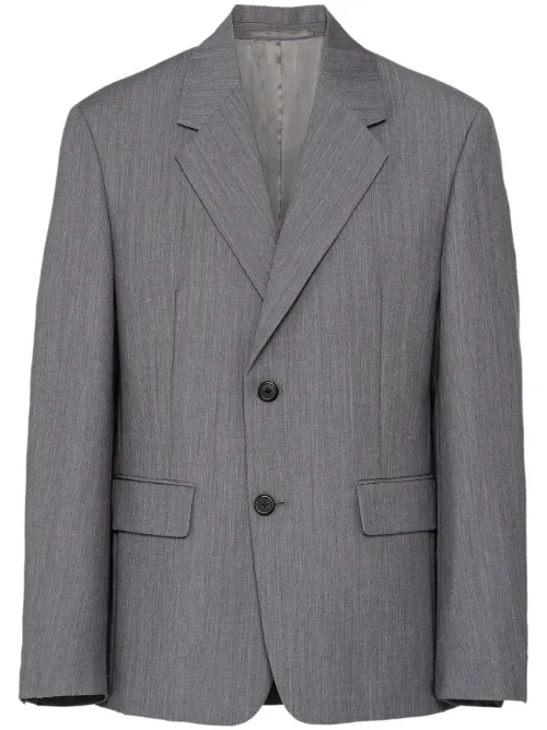 Blazer en laine mélangée à simple boutonnage - Prada - Modalova