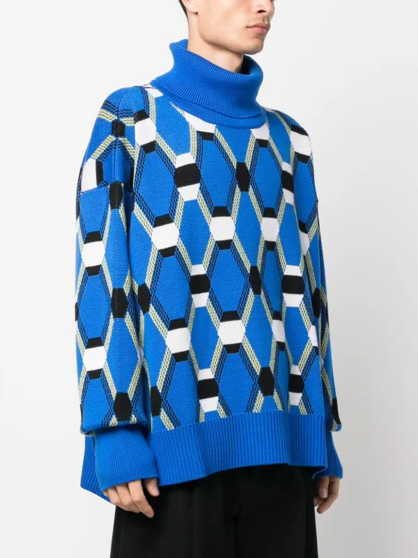 Random Identities abstract print wool jumper men Wool L Blue