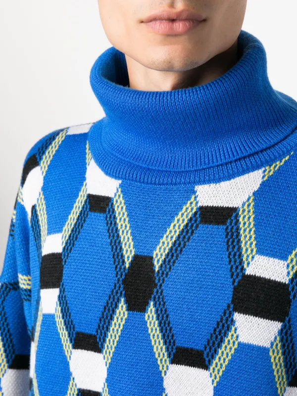 Random Identities abstract print wool jumper men Wool L Blue
