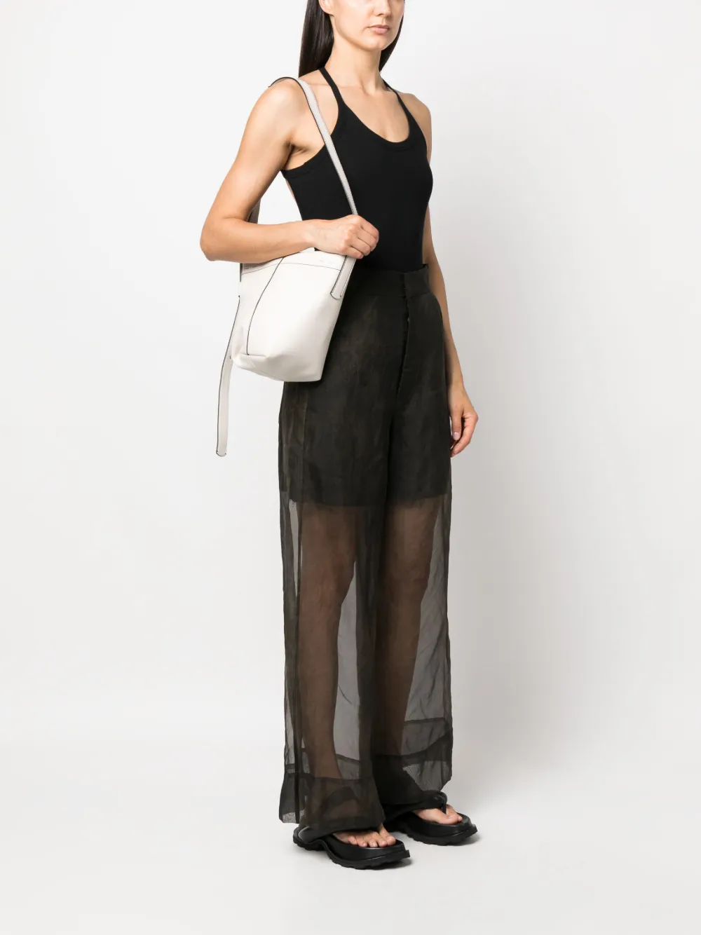 Proenza Schouler White Label mini Barrow leather bucket bag - Beige