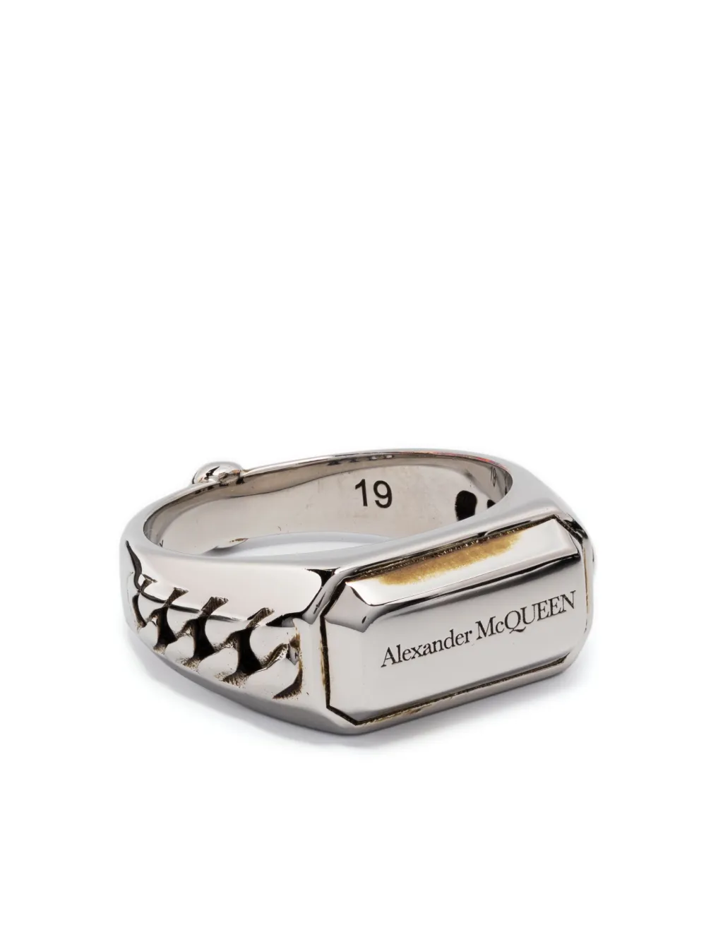 ALEXANDER MCQUEEN CHAIN-MOTIF SIGNET RING