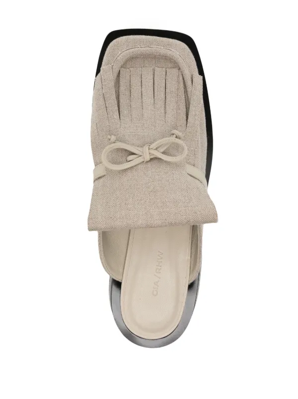GIABORGHINI GIA/RHW Rosie 40 Linen Mules | Neutrals | FARFETCH