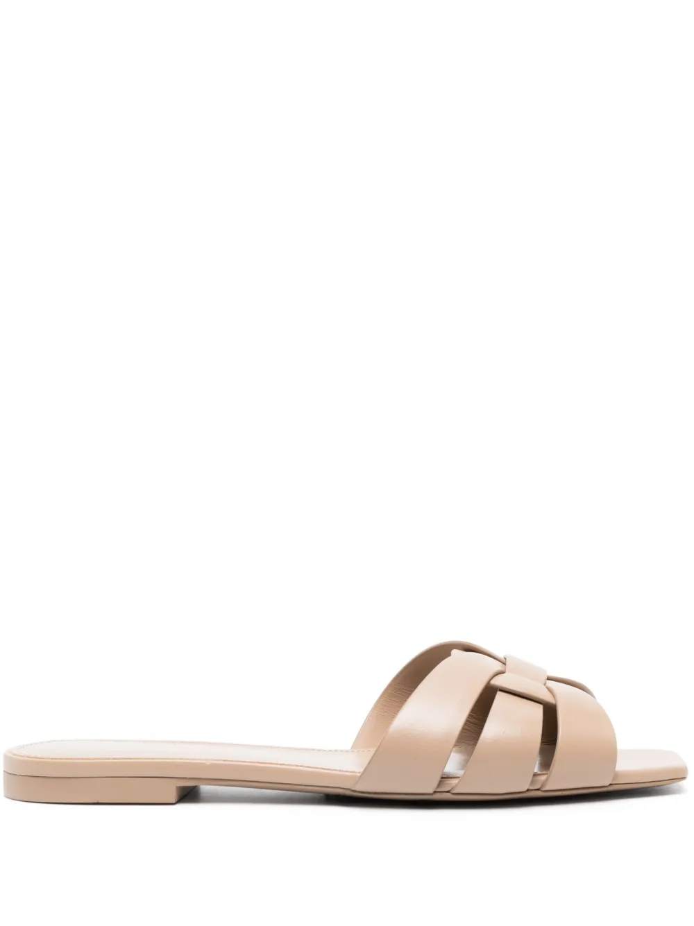 Pre-owned Saint Laurent Tribute Flat Sandals In Neutrals