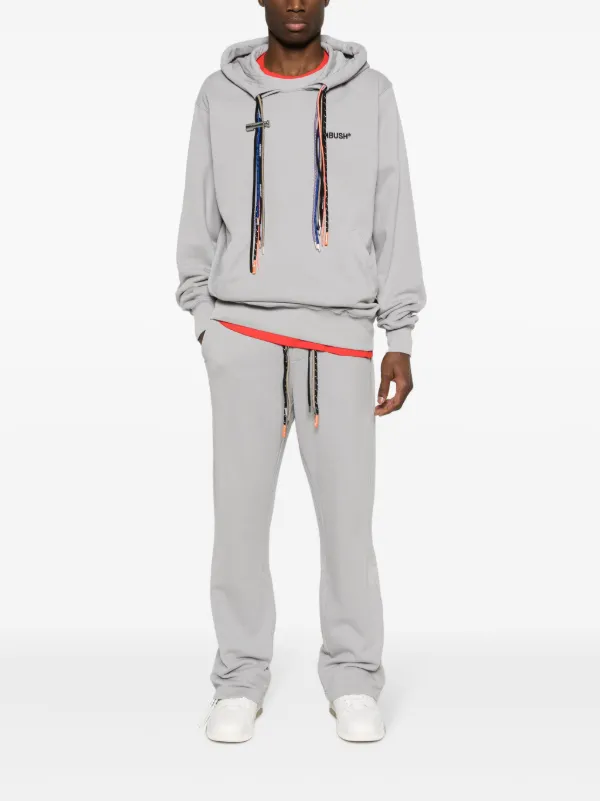 AMBUSH multicord-drawstring Cotton Hoodie | Grey | FARFETCH ZA