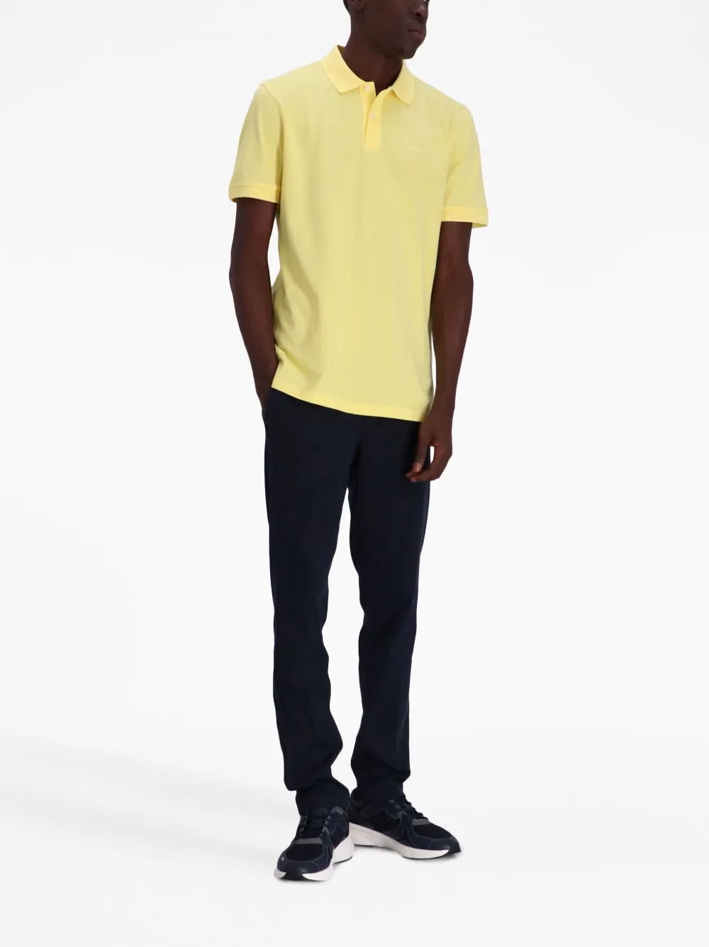 BOSS Poloshirt met geborduurd logo - Geel