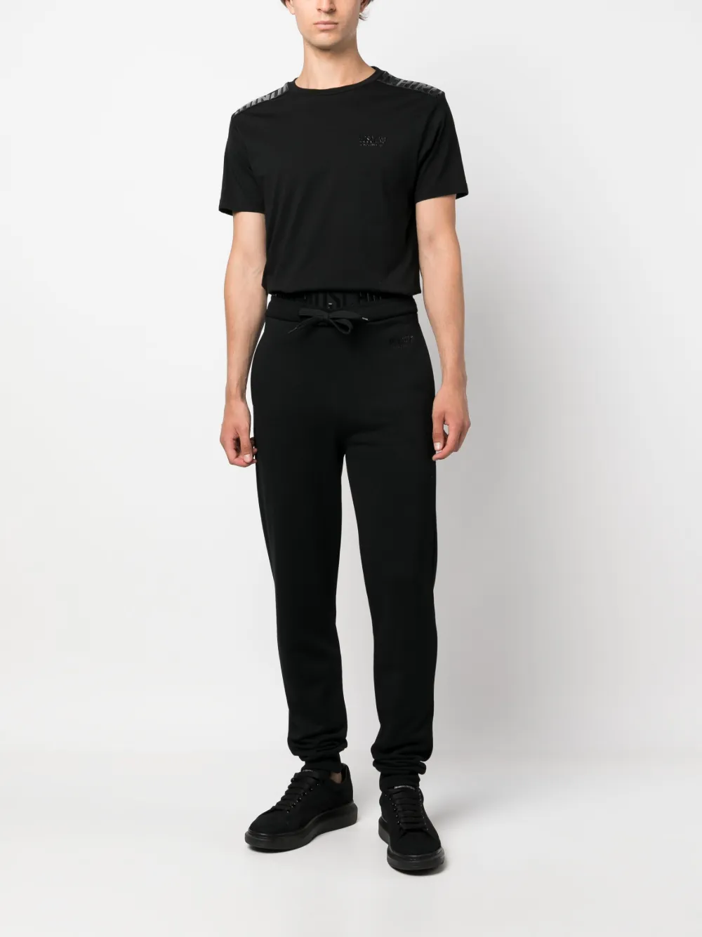 Moschino T-shirt met logo-reliëf - Zwart