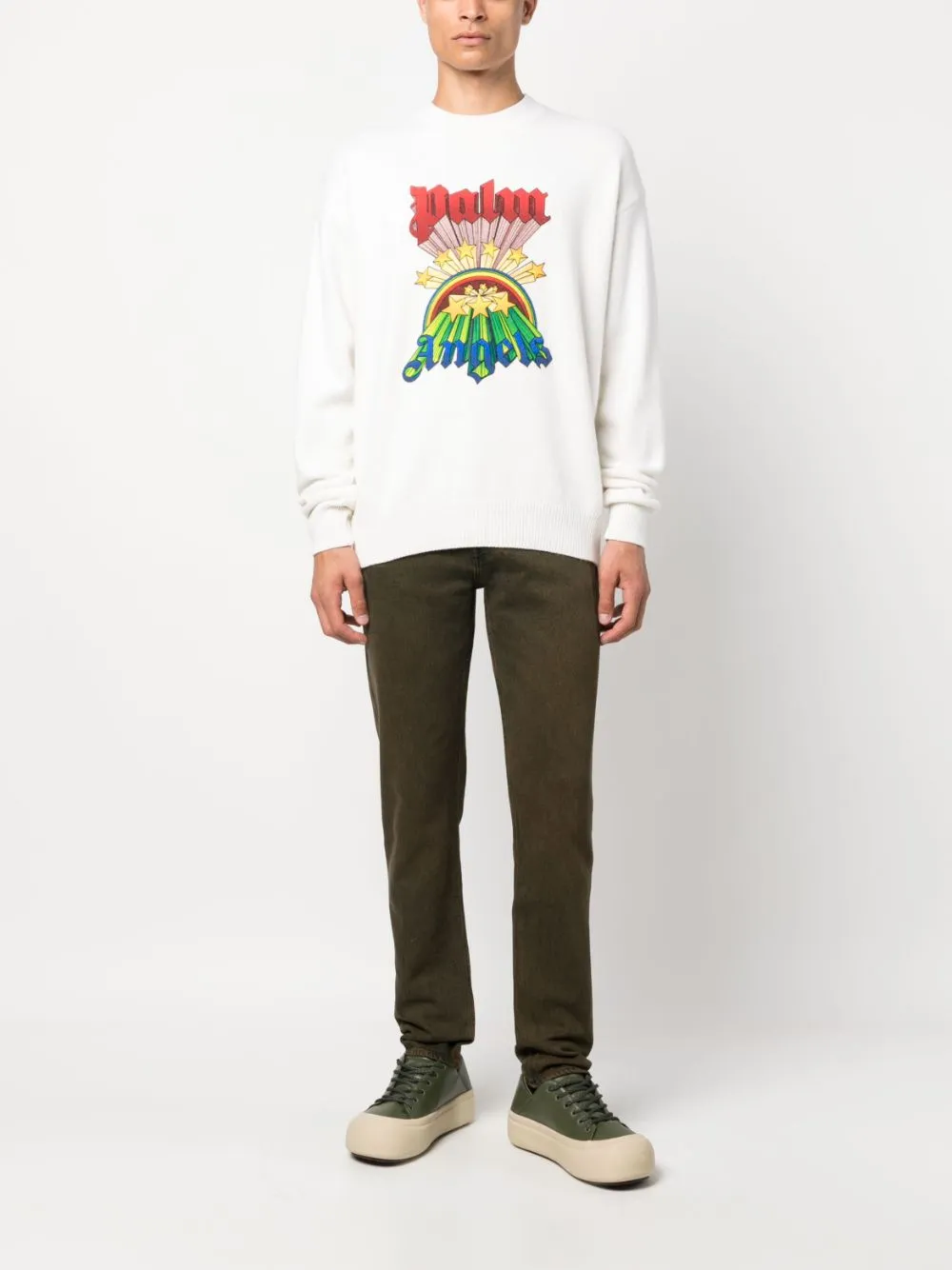 rainbow logo print jumper