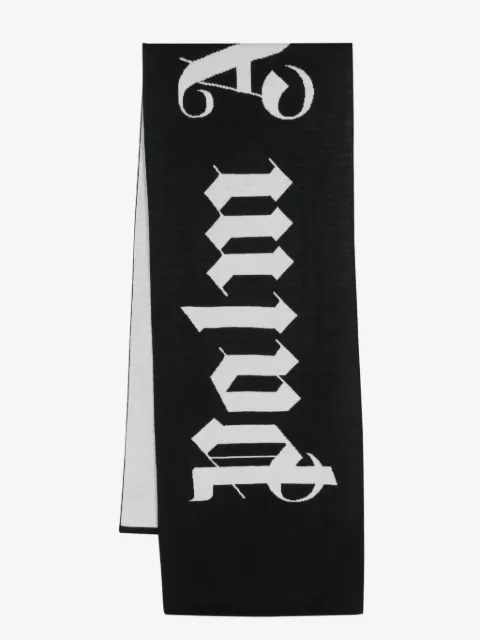 Palm Angels logo-jacquard wool-blend scarf
