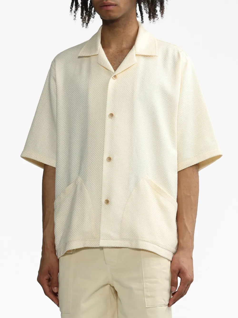 Sunflower notched-collar button-up shirt - Beige